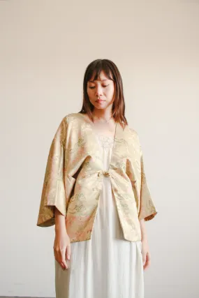 1940s Gold Silk Chinoiserie Print Jacket