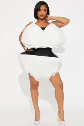 Big Bra & Panty 2 Piece Costume Set - White