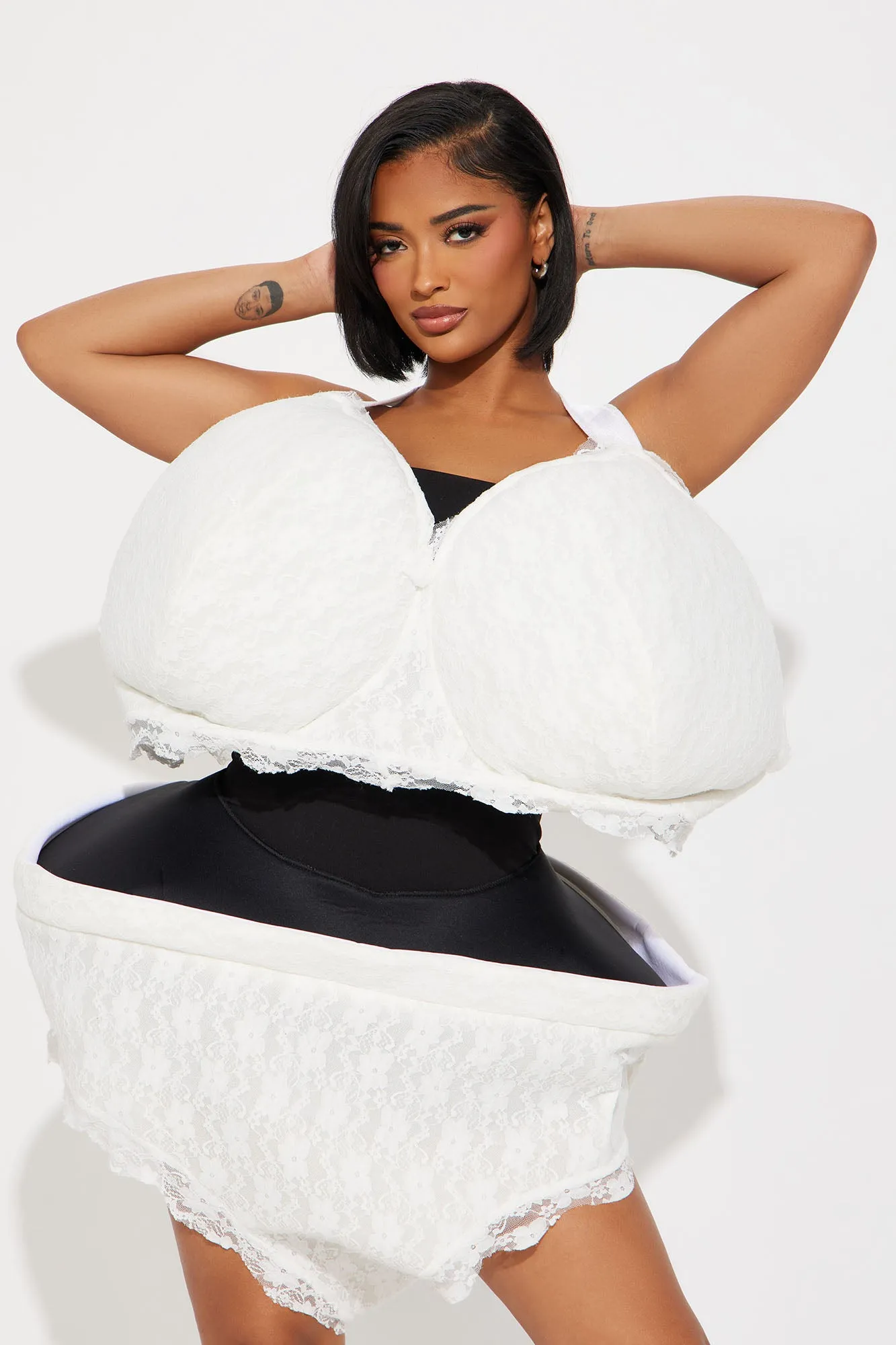 Big Bra & Panty 2 Piece Costume Set - White