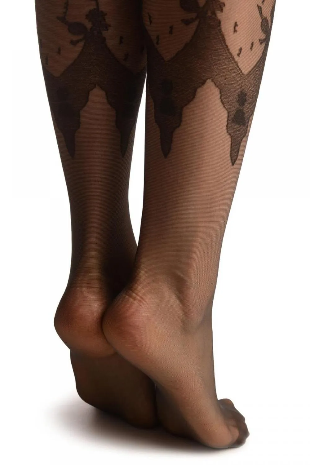 Dark Grey Faux Leggings With Floral Lace Trim
