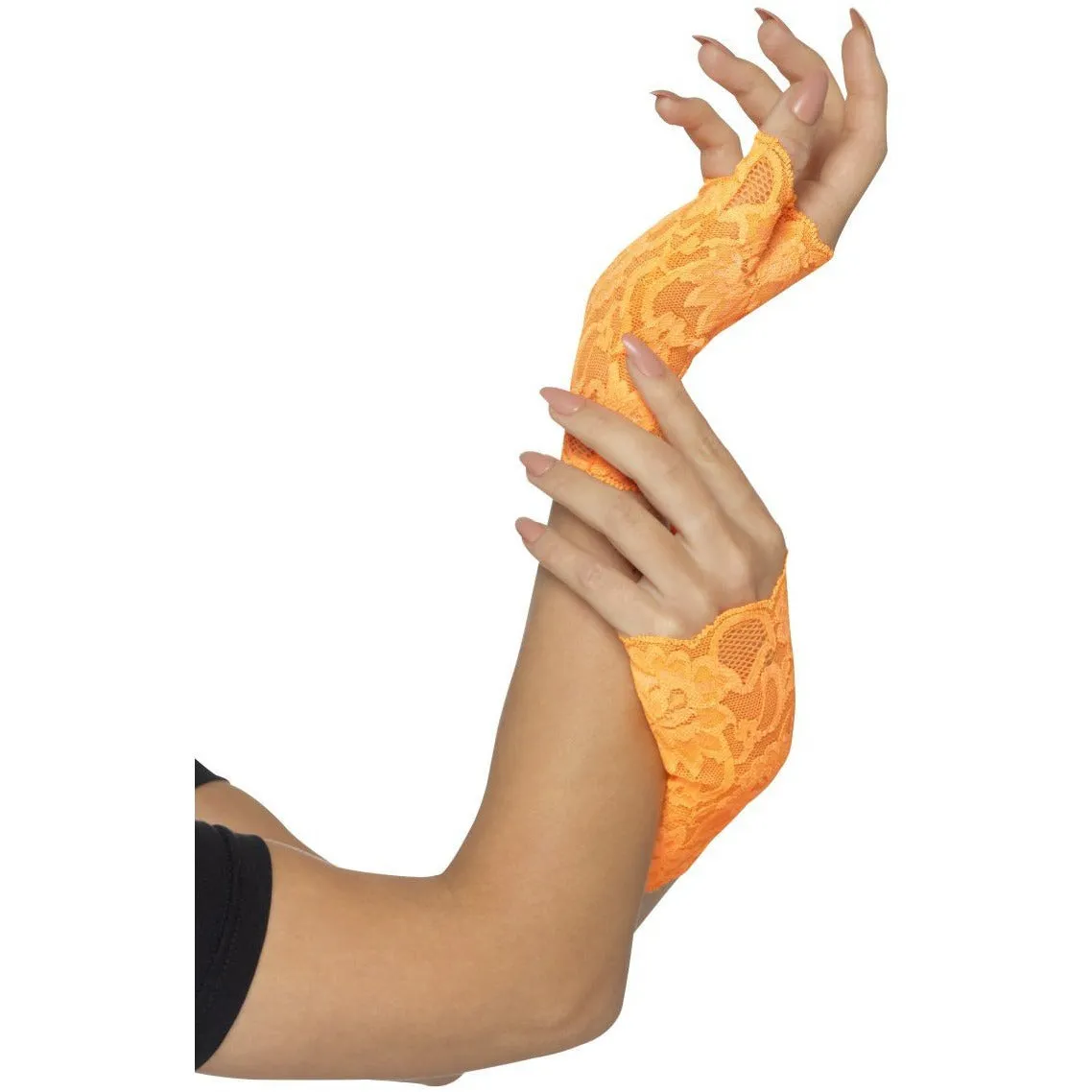 FINGERLESS LACE GLOVES ORANGE