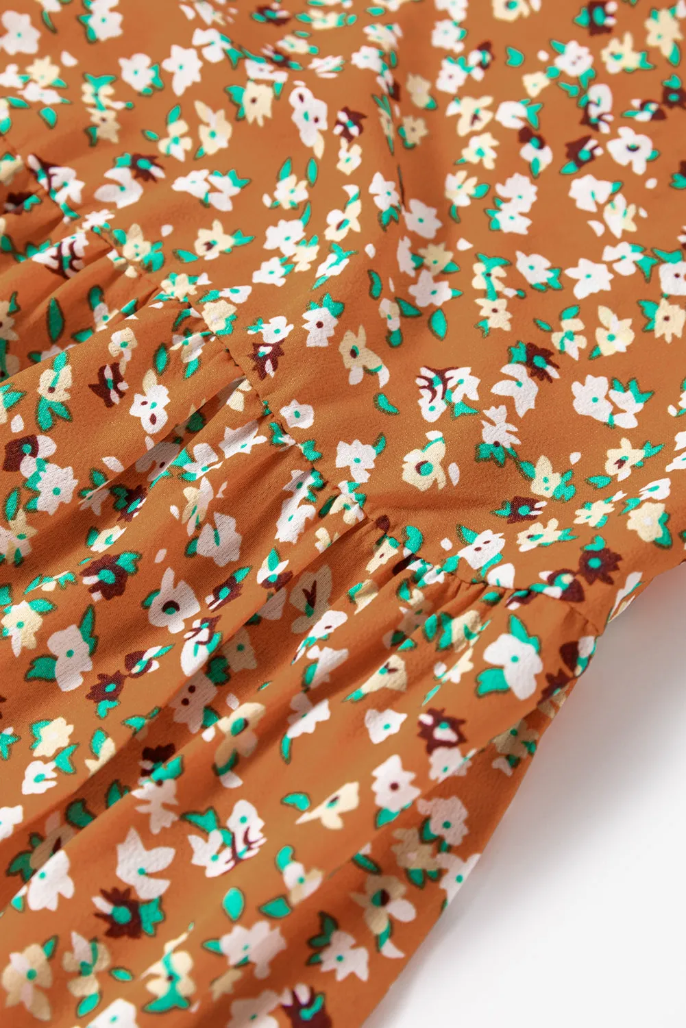 Gothic Outlaws Orange Ditsy Floral Boho Ruffle Long Sleeve Blouse 🍊 – Because You Deserve to Feel Effortlessly Stunning