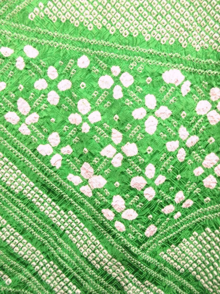 Haori Jacket Green Hand-stitched Shibori #115