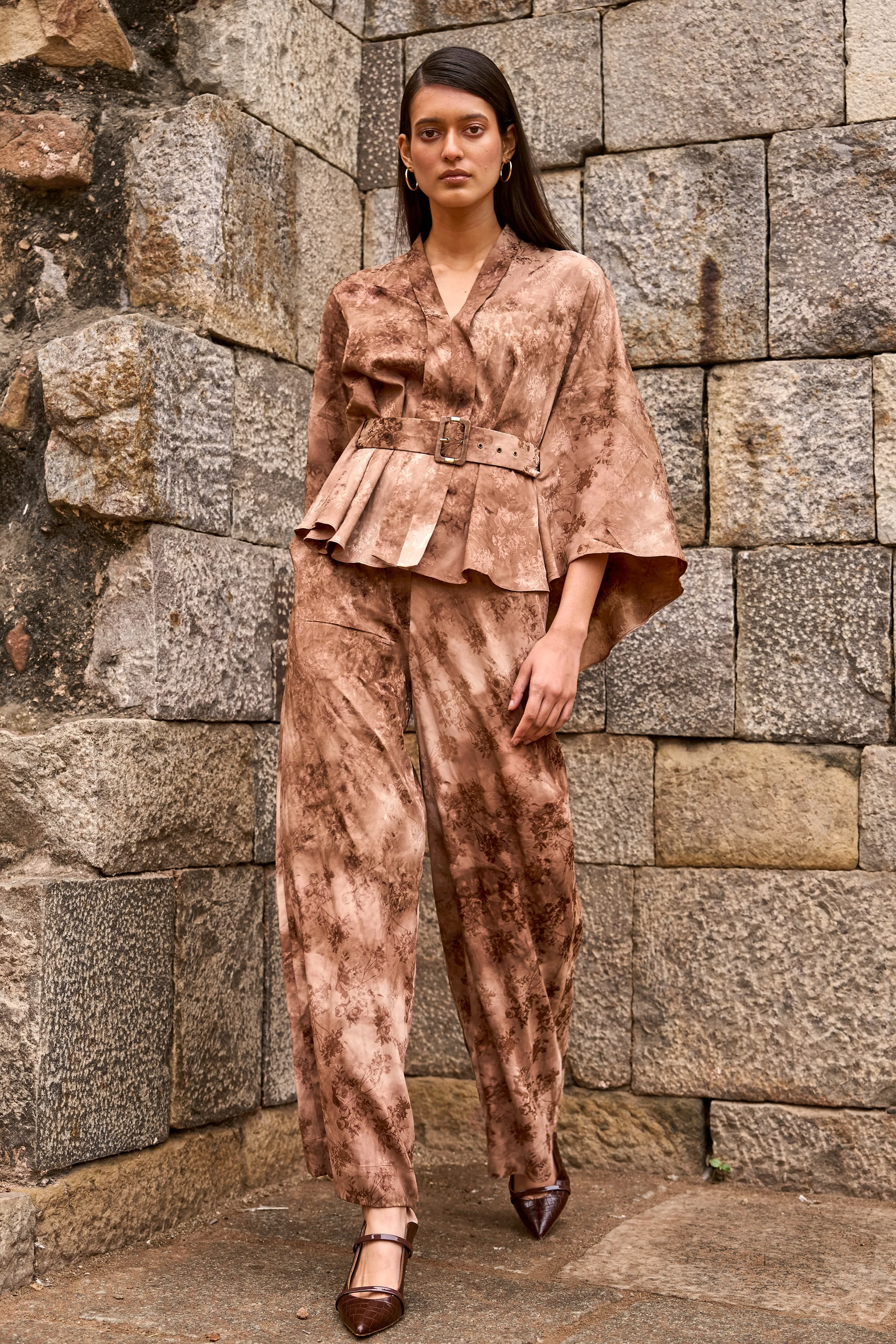 Jacquard Cape and Pant Set
