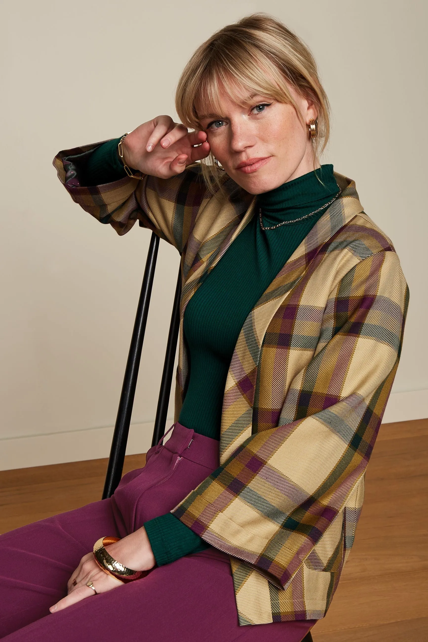 King Louie Noor Jacket Dreamer Check - Pine Green