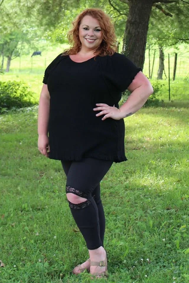Lace Ankle Leggings, Black