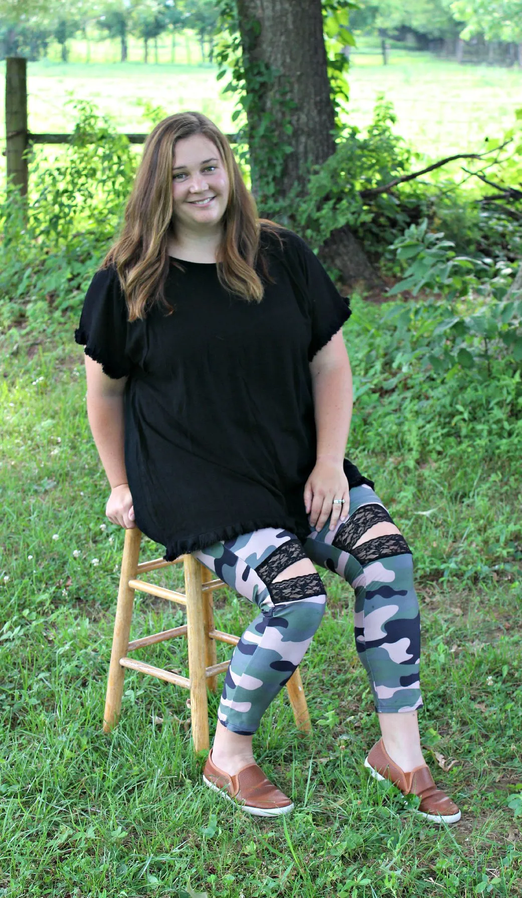 Lace Ankle Leggings, Camo