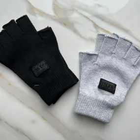 Valeri Black Fleece Logo Fingerless Gloves