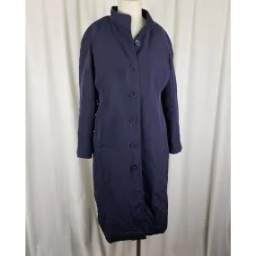 Vintage Thinsulate Insulated Lined Mock Neck Trench Coat Peacoat Womens S M Navy